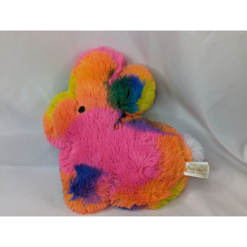 Dan Dee Multicolor Rabbit 8 Inch Hot Pink Blue Orange Stuffed Animal Toy